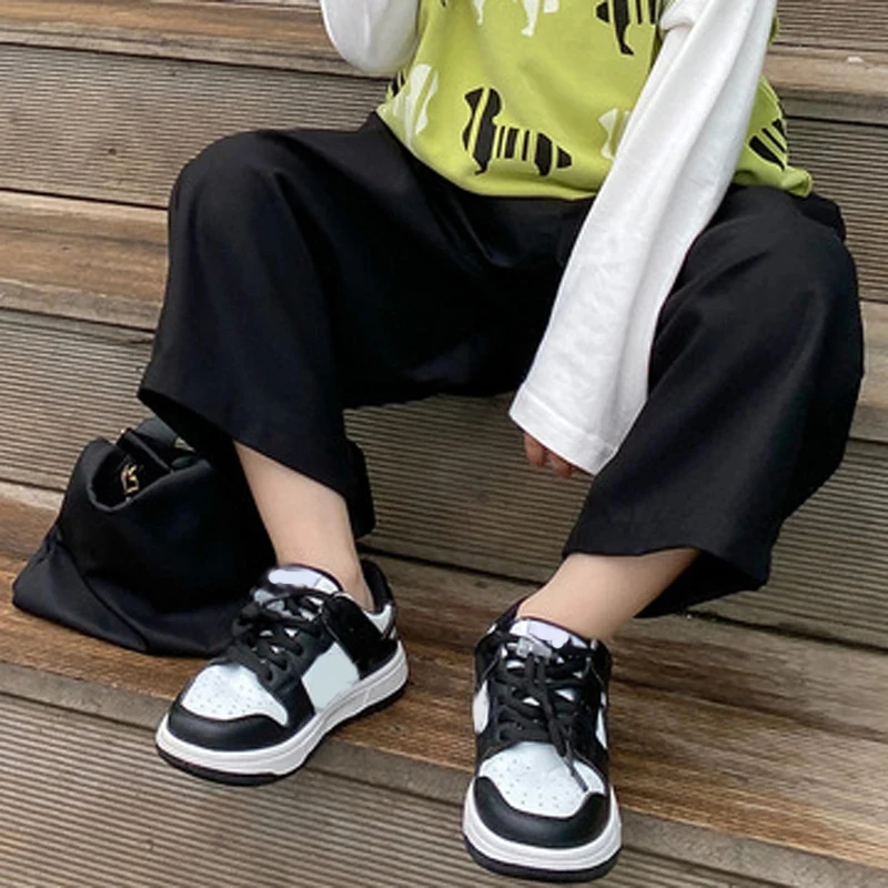 Spring And Summer Girls Loose Hip-Hop Trousers 2022 New Black Pocket Baby Kids Casual Pants Children\'S Clothing For Girls