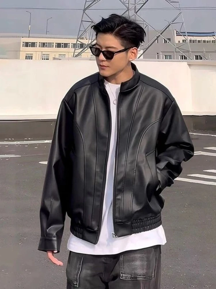 

Мужская замшевая кожаная куртка в американском стиле, весна-осень, модная замшевая куртка с воротником-стойкой, элитная рабочая одежда в стиле Bad Boy