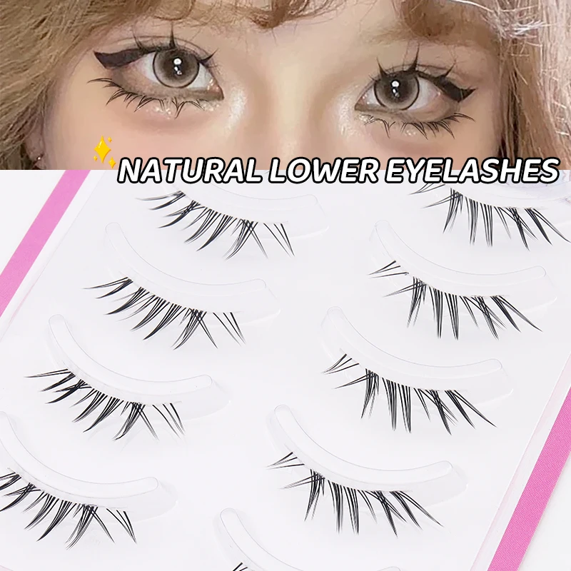 Großhandel 5 Paar natürliche falsche Wimpern, handgefertigt, sauberes Band, Vollstreifen-Kunsthaar-Wimpern für Make-up – Detail 10