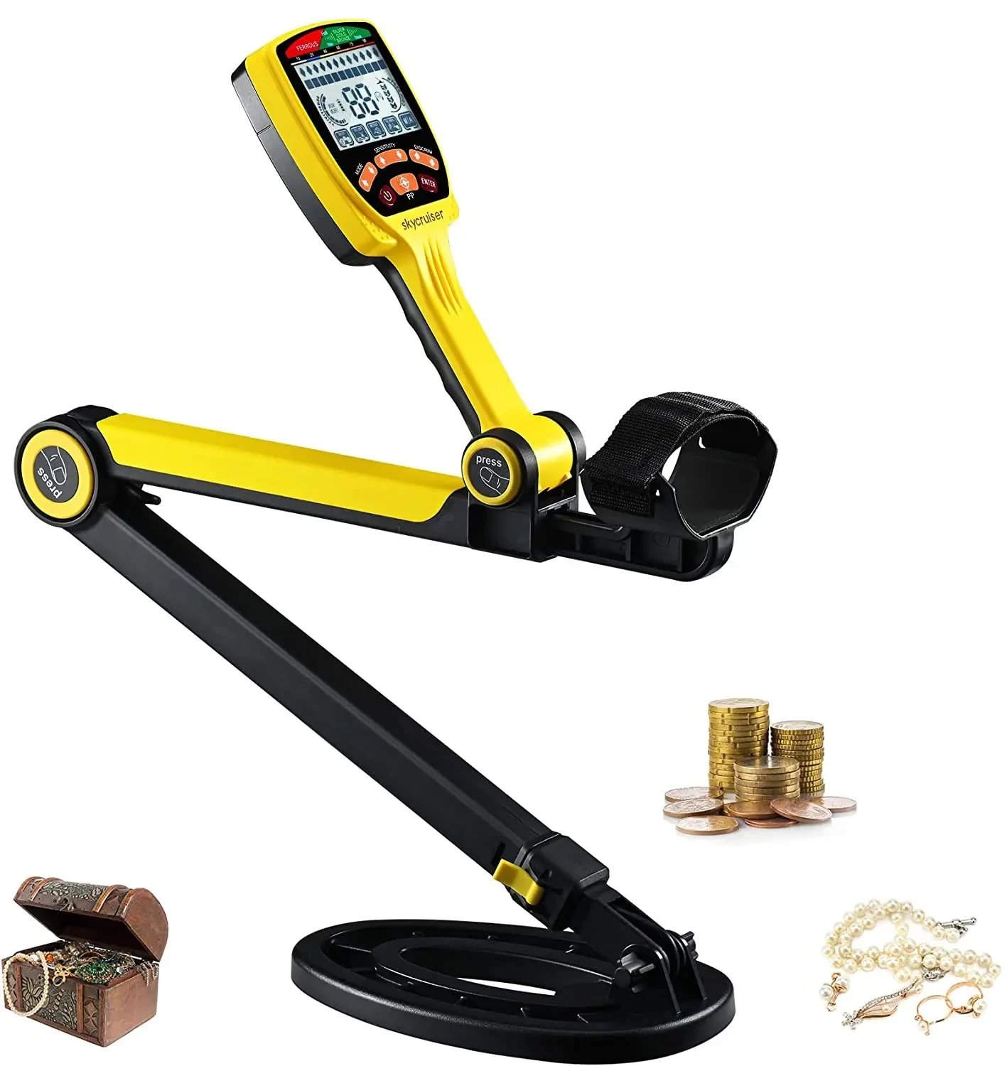 Professional  Foldable Gold Metal Detector Backlit LCD Display High Accuracy Waterproof Coil Extra Pay for Headset  GP Pointer