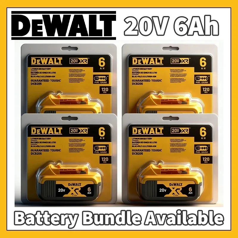 100% DEWALT Original 18V 20V 6.0AH 5Ah, DCB206, DCB205 With Fast Charging, 20V Lithium Battery, Power Tool Battery 20V Dewalt