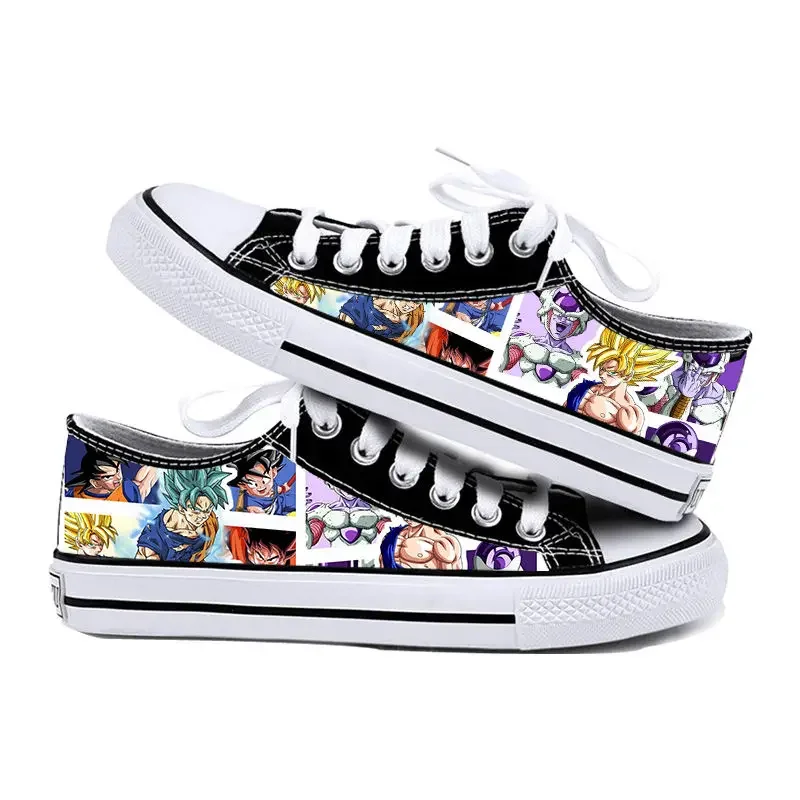 Dragon Ball Son Goku Men\'s Canvas Shoes Anime Super Saiyan Low Upper Vulcanized Shoes Casual Student Sneakers Plimsolls Vegeta