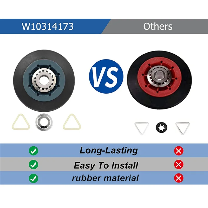 4 упаковки W10314173, барабанная сушилка, сменный барабан для сушилки, совместимый с WPW10314173, барабанный опорный комплект, детали для сушилки