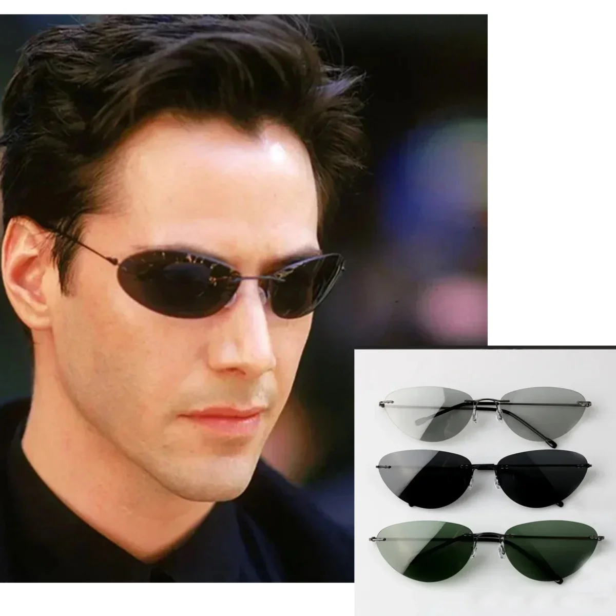 

Винтажные классические ультралегкие модные солнцезащитные очки без оправы с поляризацией для мужчин в нео-стиле