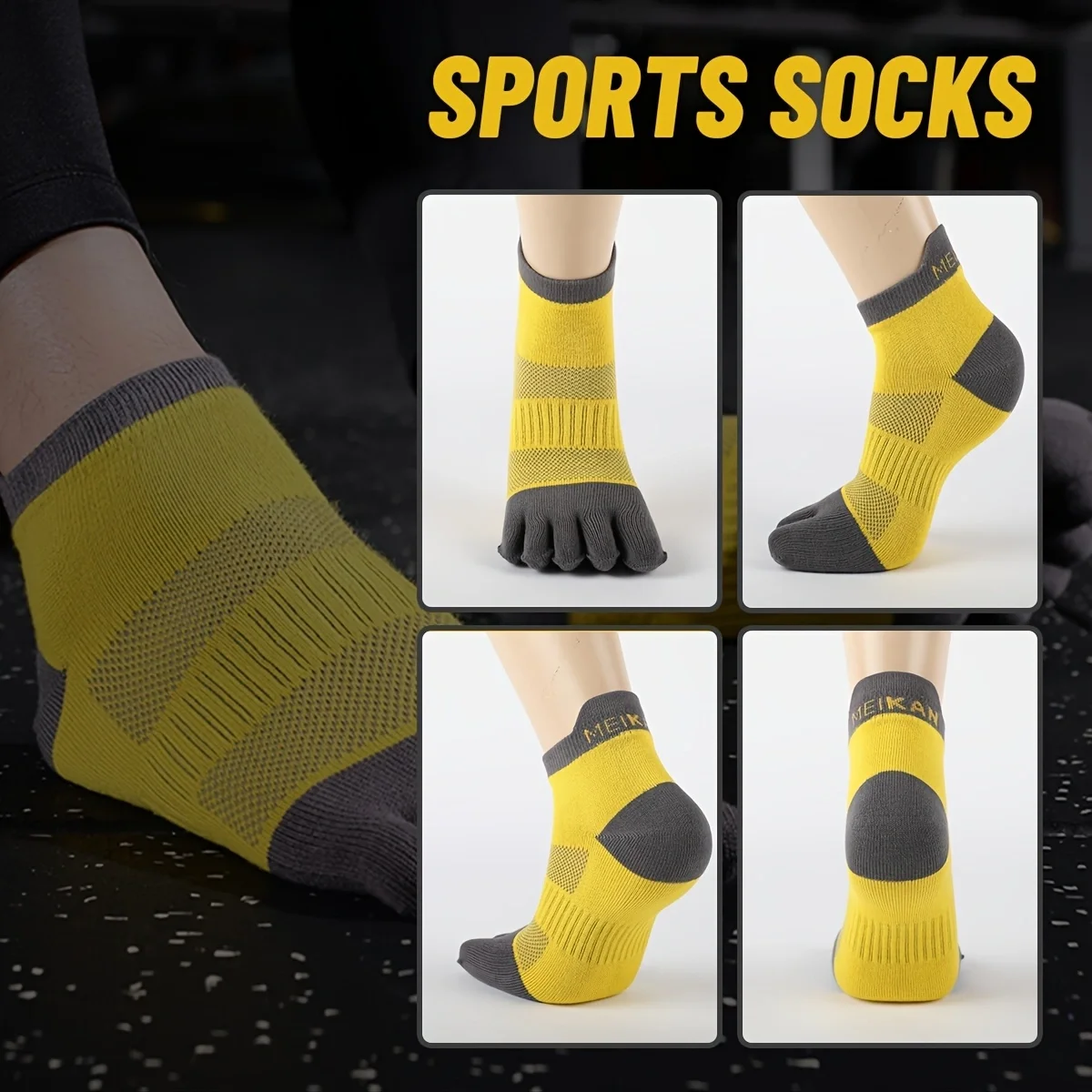 1 Pair of Backrest Five Finger Sports Cotton Socks Marathon Cross Country Breathable Anti-Odor and Non-Slip Sports Socks