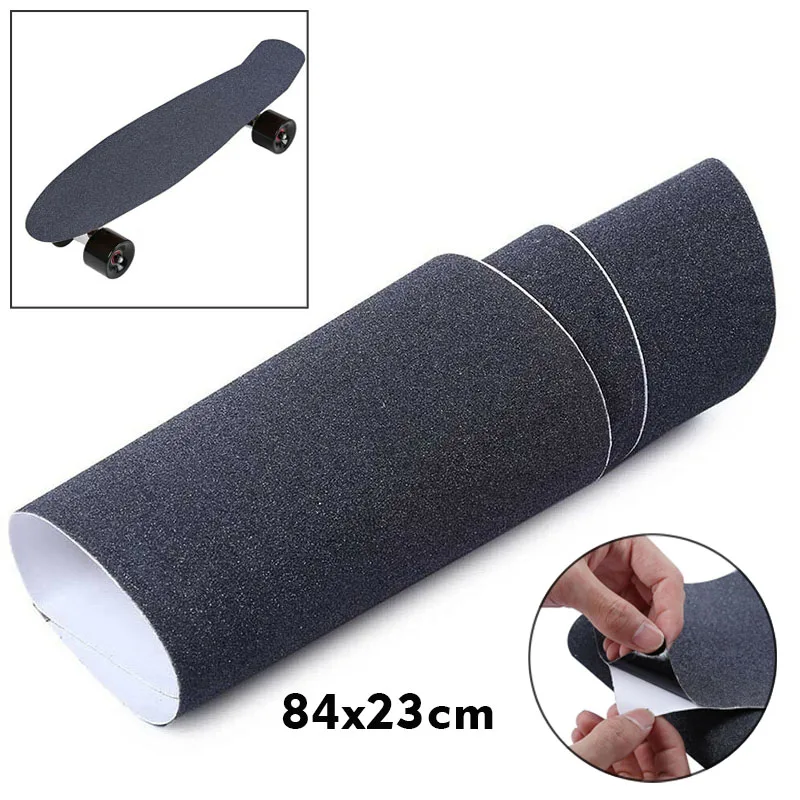 23x84cm Skateboard Deck Sandpaper Grip Tape Skating Board PVC Sandpaper Grip Tape Black Sanding Paper Abrasive Tools