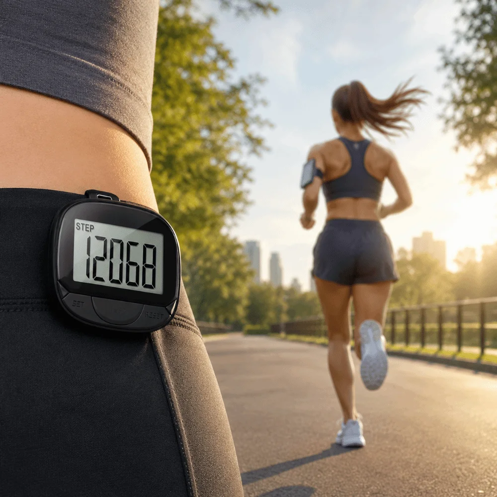 Durable Large Screen Clip-On Pedometer Portable Multifunctional Time Display Electronic Pedometer Outdoor Sports