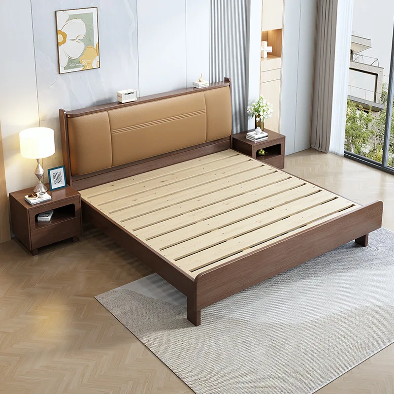 

Nordic solid wood home master bedroom double bed 1.8 meters dovetail silent bed, soft head 1.5 meters children's bed