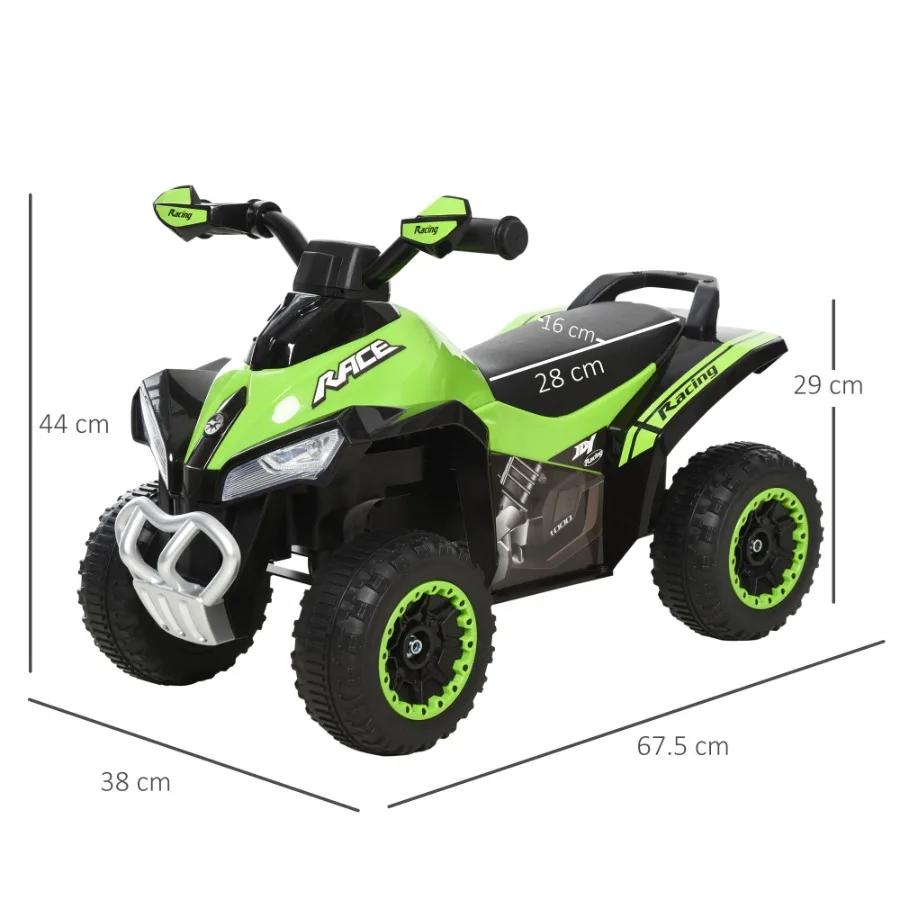 Aosom NO Power Ride On Push Car Ride Racer Fofloor Voiture coulissante Marche ATV Jouet avec lumières musicales pour 1,53 ans Vert