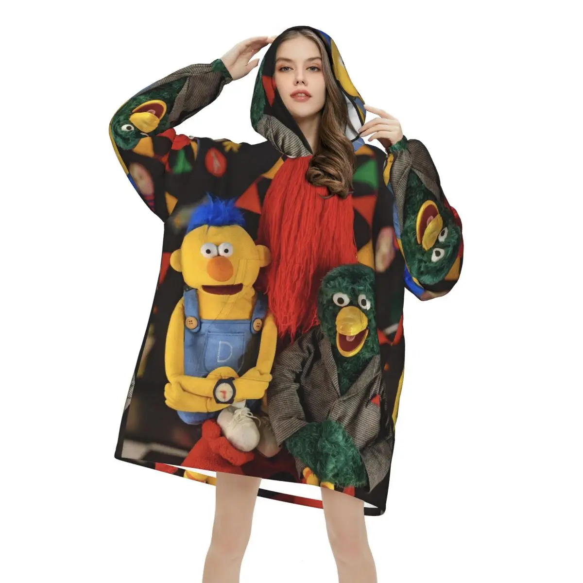 Don't Hug Me I'm Scared Wearable Blanket Hoodie Warm Cozy Large Blanket Sweatshirt Thick Fleece Hooded Blanket with Pocket