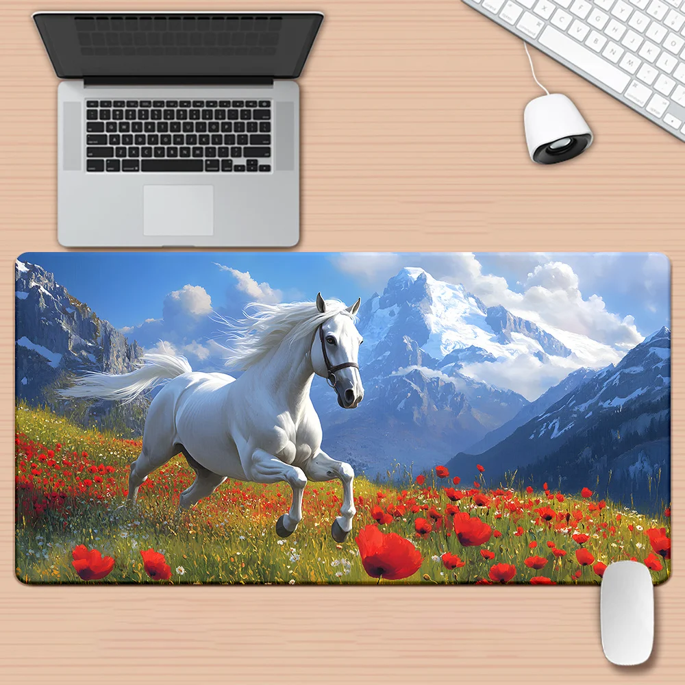 

High-definition printed horse pattern, multi-functional XXL mouse pad, thickened anti-slip rubber, easy to clean PC accessories