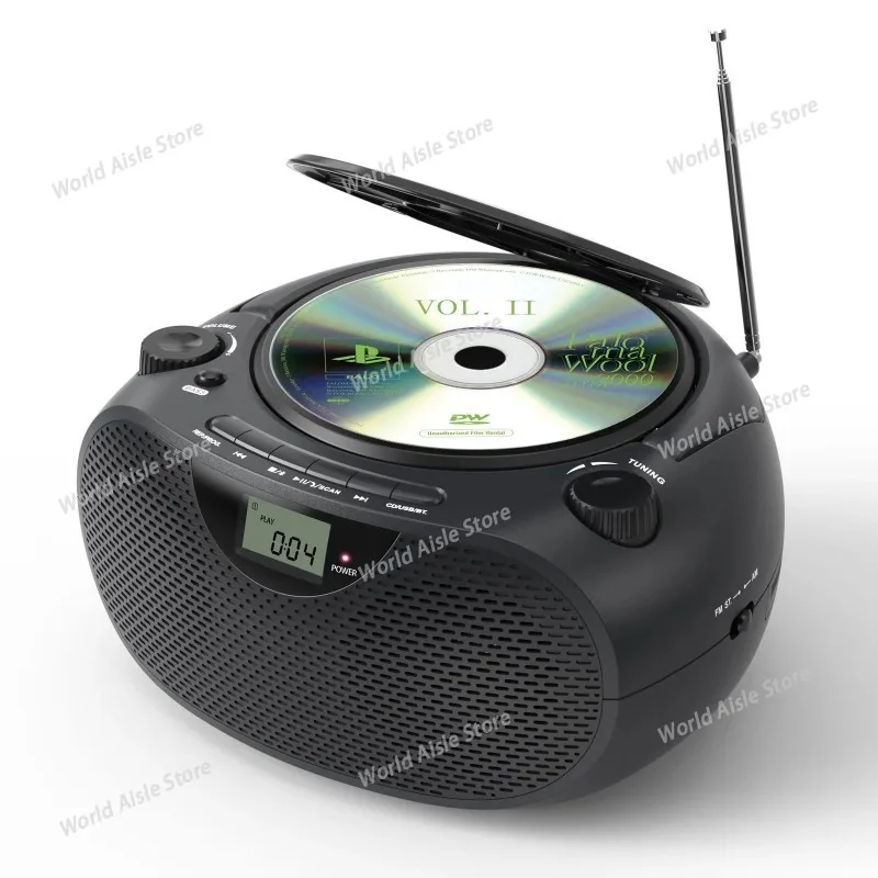 

CD-плеер Портативный бумбокс с Bluetooth AM/FM-радио USB-порт Портативный CD-плеер Стереозвук Динамик Воспроизведение MP3