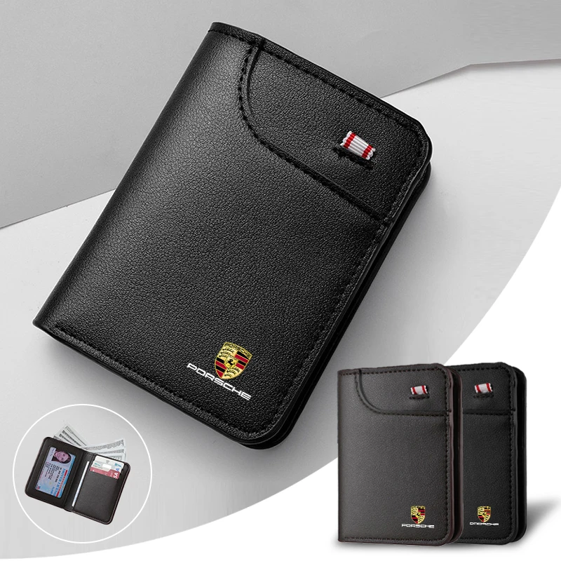 Fashion Car Leather Men's Wallet Coin ID Credit Card Holder For Porsche 911 Cayenne Carrera-GT 928 Panamera Boxster Macan 918