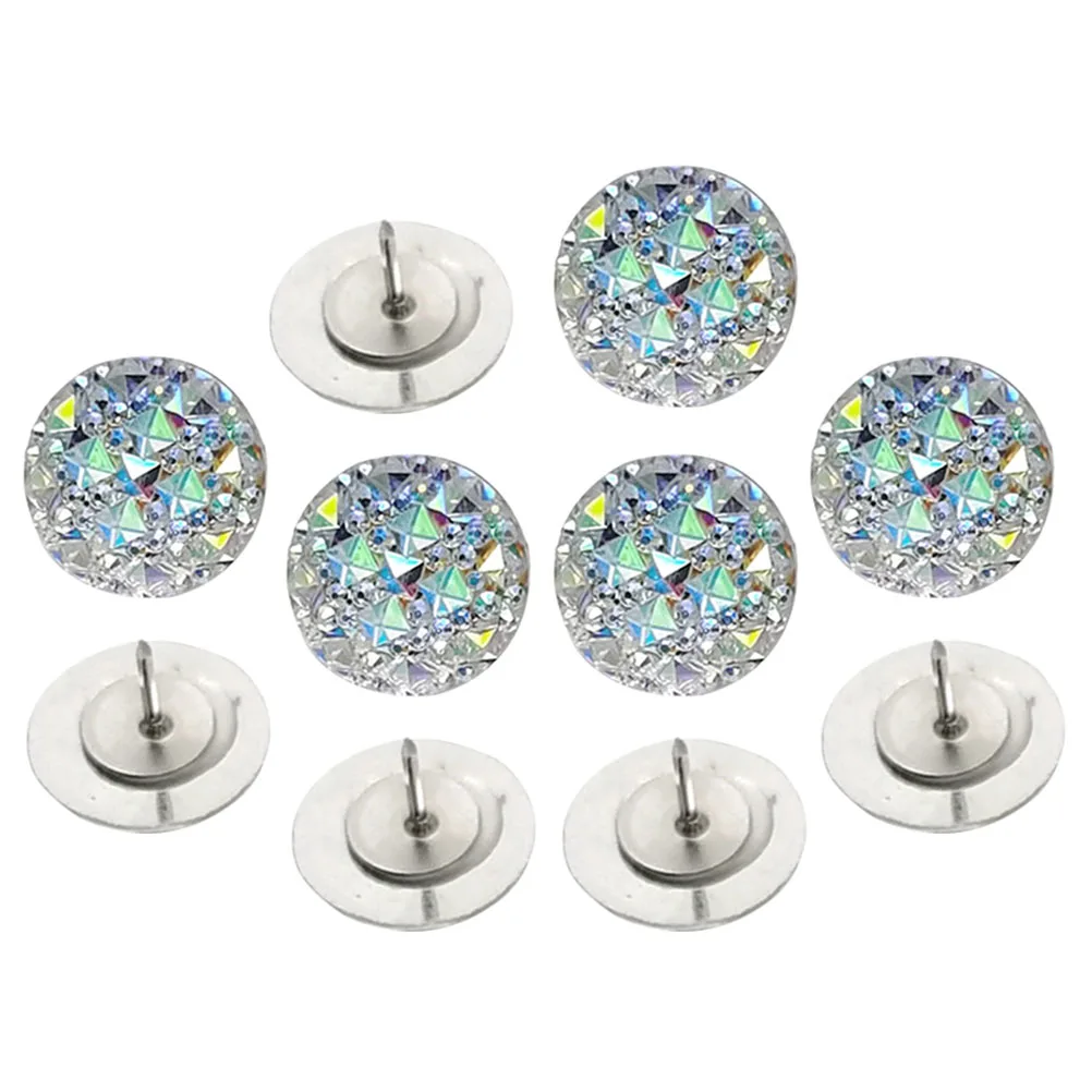 

10 Resin Rhinestone Thumbtacks Creative Design Colorful Decorative Photo Wall Office Desk Accessories Push Pin