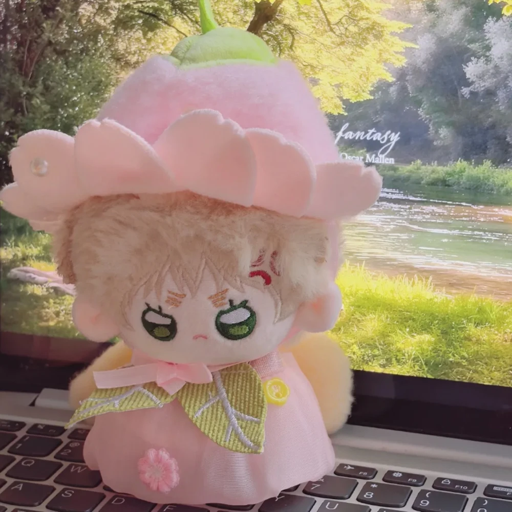 

Sakura Elf 10cm Cotton Doll Clothes Flower Hat Dress Doll Clothes Outfit Suit Funny Doll Dress Up Set Children's Gift