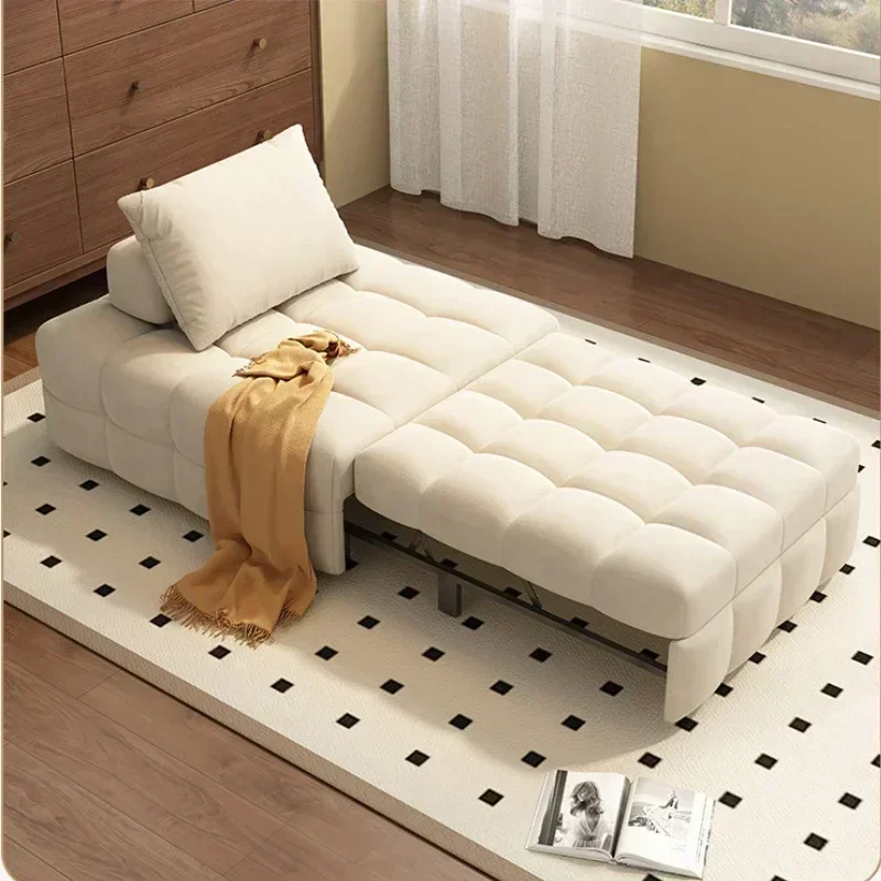 Household Goods Sofa Bed Foldable Dual-purpose Small Apartment Living RoomMulti-functional Sofa Cream Wind Puff Leisure Chair
