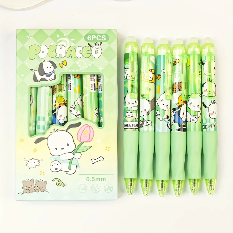 

6pcs\1box Cute Pacha Dog Erasable Pen Gel Pen | Smooth ST Head Student Cartoon Question-Solving Signature Press Pen | Suitable f