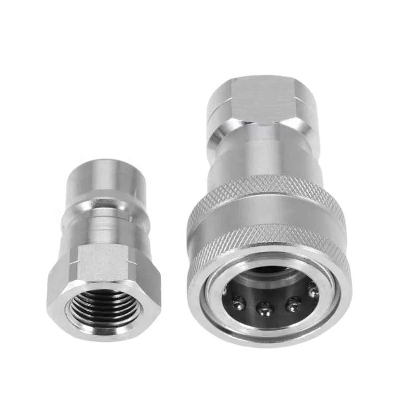 S2-12 G1-1/2 Hydraulic Quick Release Coupler Set with Quick Connect & Disconnect High Pressure Oil Pipe Quick Plug ISO7241B