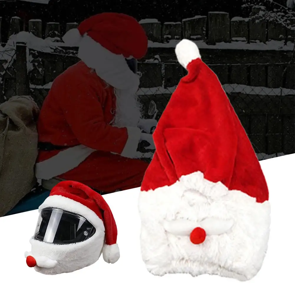 Motorcycle Helmet Cover Christmas Hat Outdoor Christmas Motorcycle Headwear Cover Hat Headwear Christmas T7C6