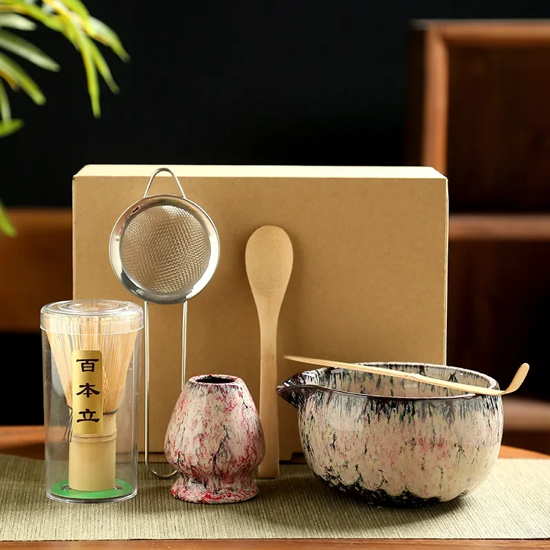 

6PCS Japanese Matcha Blender Set with Bamboo Whisk Matcha Brush Teaspoon Kiln for Beverage Shop DIY Tea-Making Tools Tea Set