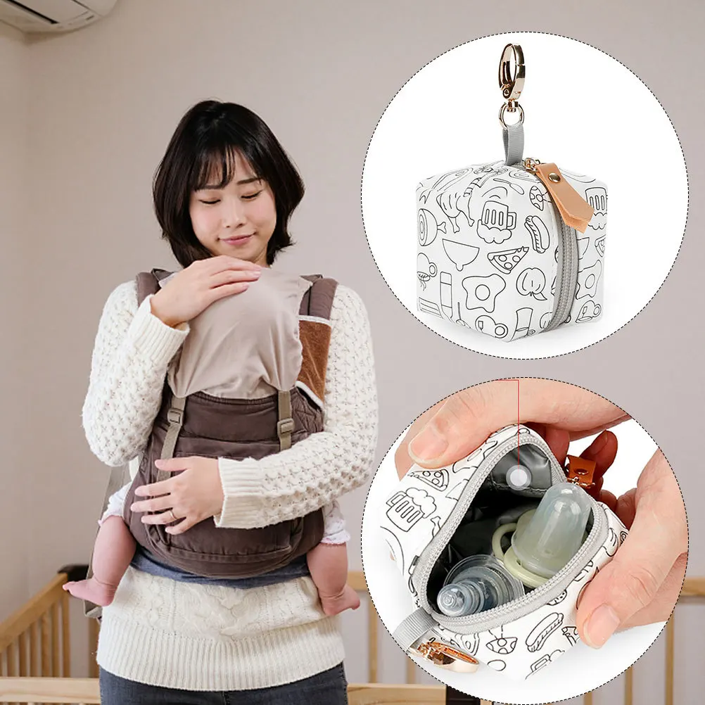 

Waterproof Baby Pacifier Holder Portable Lightweight Zipper Pacifier Storage Bag Hanging for Travel Diaper Bag