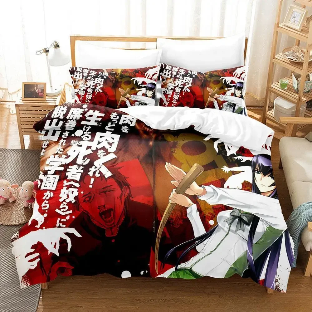 

Highschool of the Dead Bedding Set Single Twin Full Queen King Size Bed Adult Kid Bedroom Duvetcover Anime Bed Sheet