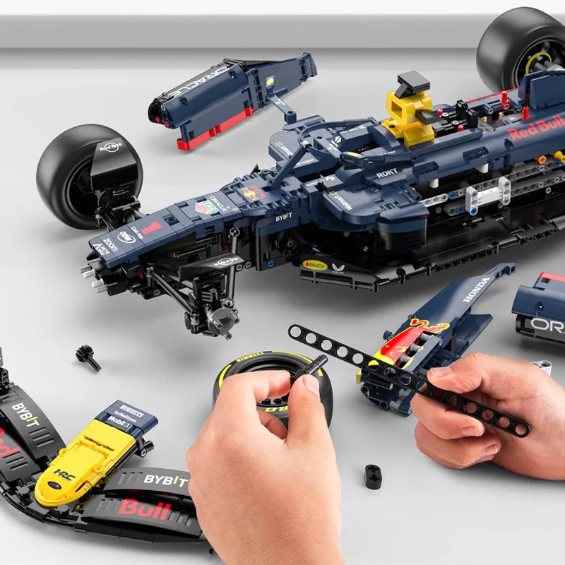 1:8 テクニカル F1 レッドブル RB19 # 1 フェルスタッペン # 11 ペレス レーシング フォーミュラ ビルディング ブロック モデル MOC RC カー レンガのおもちゃと 1:24 スケール