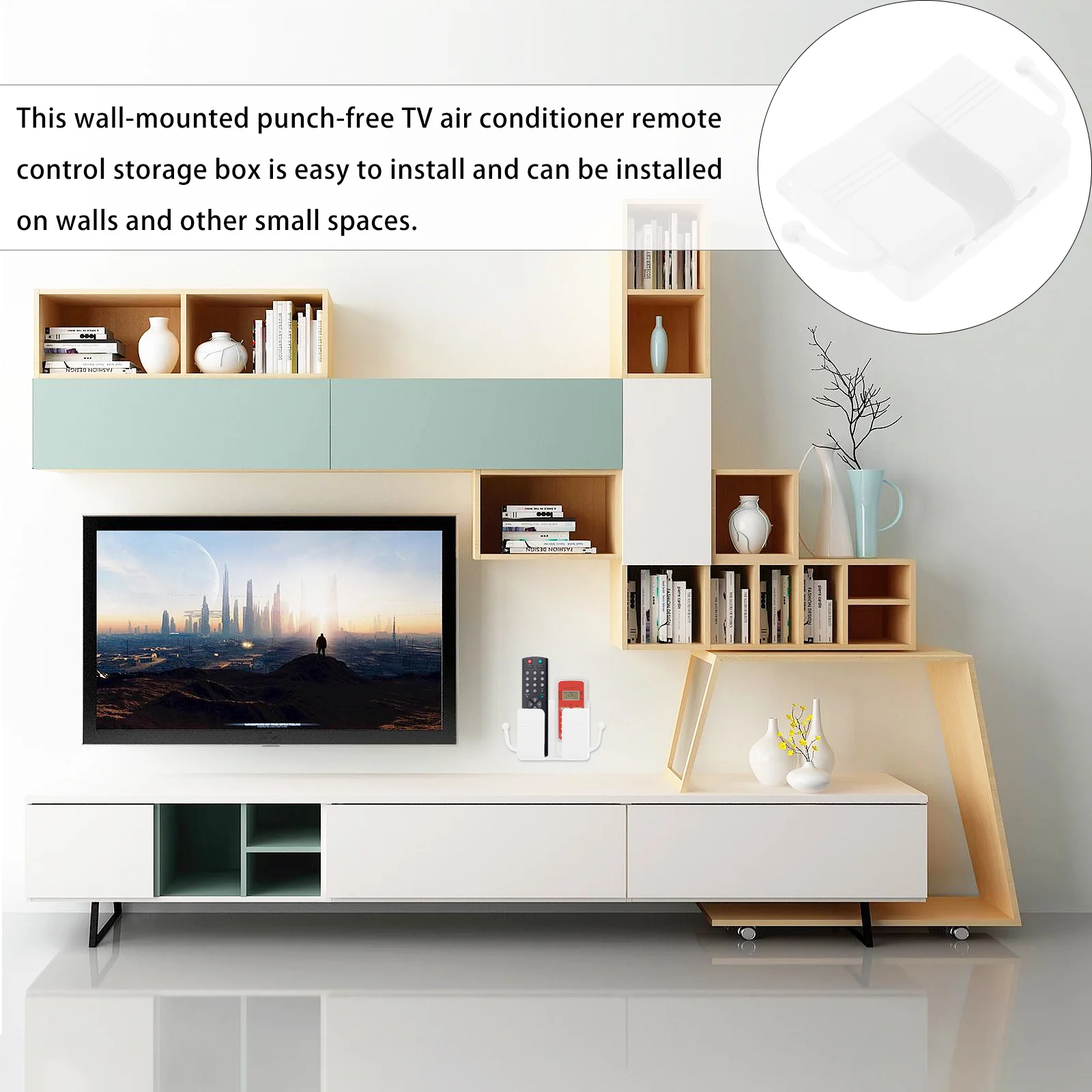 5 Pcs Remote Control Board Storage Box Controller Holder Smart Nightstand Plastic Wall-mounted Rack