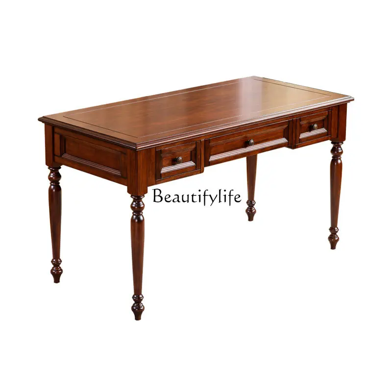 

American retro solid wood desk all solid wood American rural small apartment study home