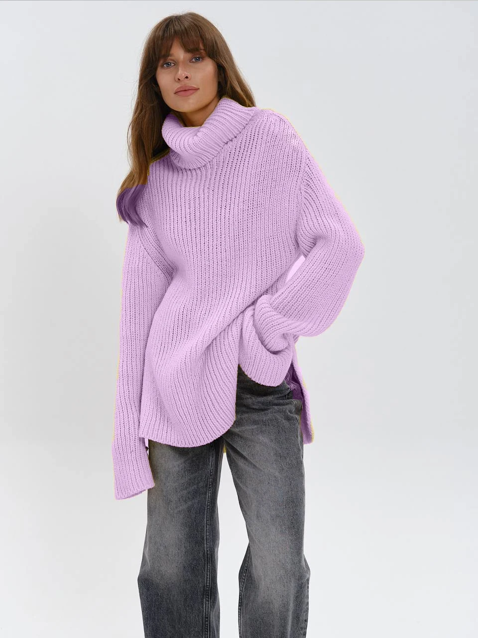 Hirsionsan Thicken Cashmere Sweater Women 2023 New Winter Loose Elegant Ladies Pullovers Warm Casual Chic High Neck Jumper