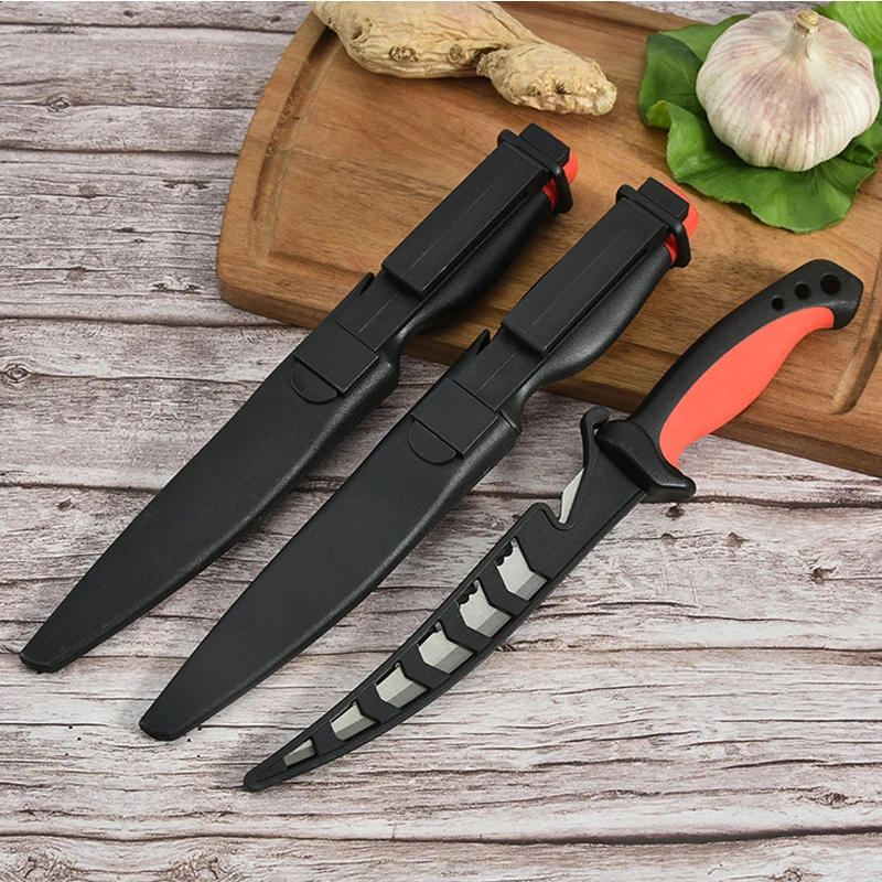 Sharp Fish Knife Hollow Plastic Handle Fish Fillet Carving Knife Stainless Steel Boning Knife Meat Cleaver Kitchen Fruit Peeler