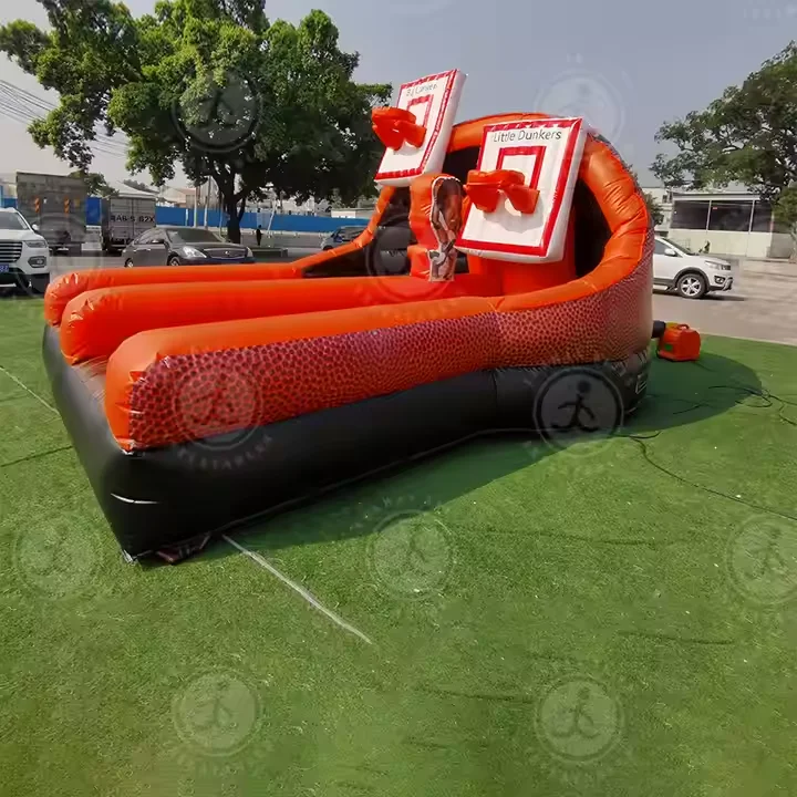 

Super Fun Inflatable Sports Game Inflatable Basketball Court Jumping Bed Inflatable Bouncer With Basketball Hoop for Parties
