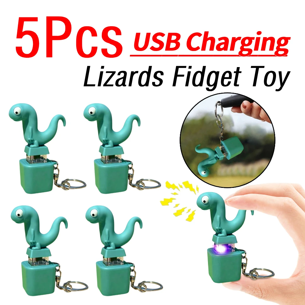 

5 шт., игрушка-ящерица со светодиодной подсветкой, милый брелок в виде ящериц, забавная игрушка для снятия стресса, клавиатура для взрослых, кликер для СДВГ и аутизма
