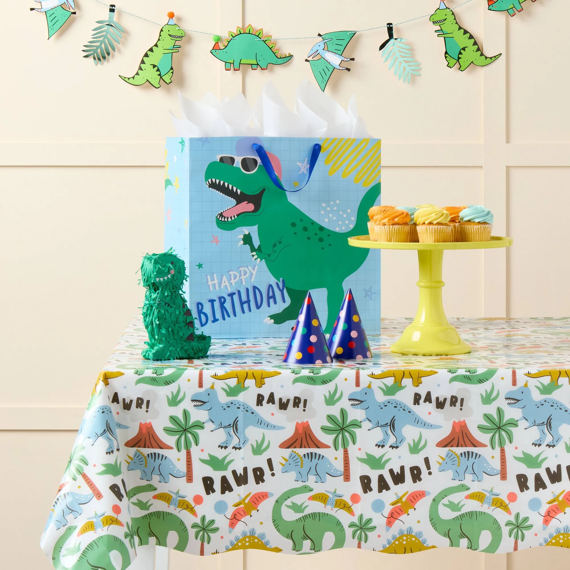 2pcs Dinosaur Birthday Plastic Table Covers, Waterproof Party Tablecloths For Kids Celebration Decor