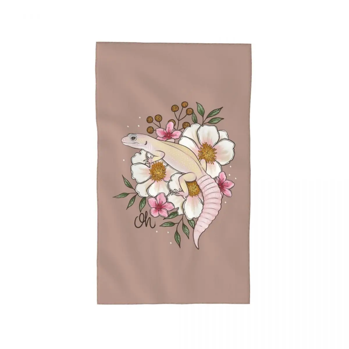 Custom Leopard Gecko Murphy's Patternless With Florals Soft Face Towel Quick Dry Pool Bath Cotton Towels Absorbent