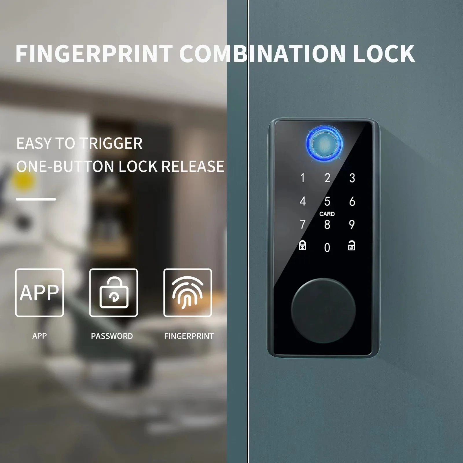 

Tuya Smart Fingerprint Biometrics Door Lock APP control Password Keyless Entry Door Lock for Office and Interior Doors