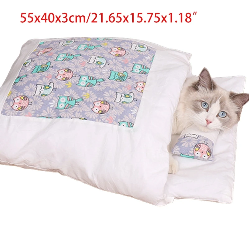 Winter Warm Pet Bed Cat Sleeping Bag Cat Bed Cozy Cat Nest Cushion with Pillow Drop Shipping