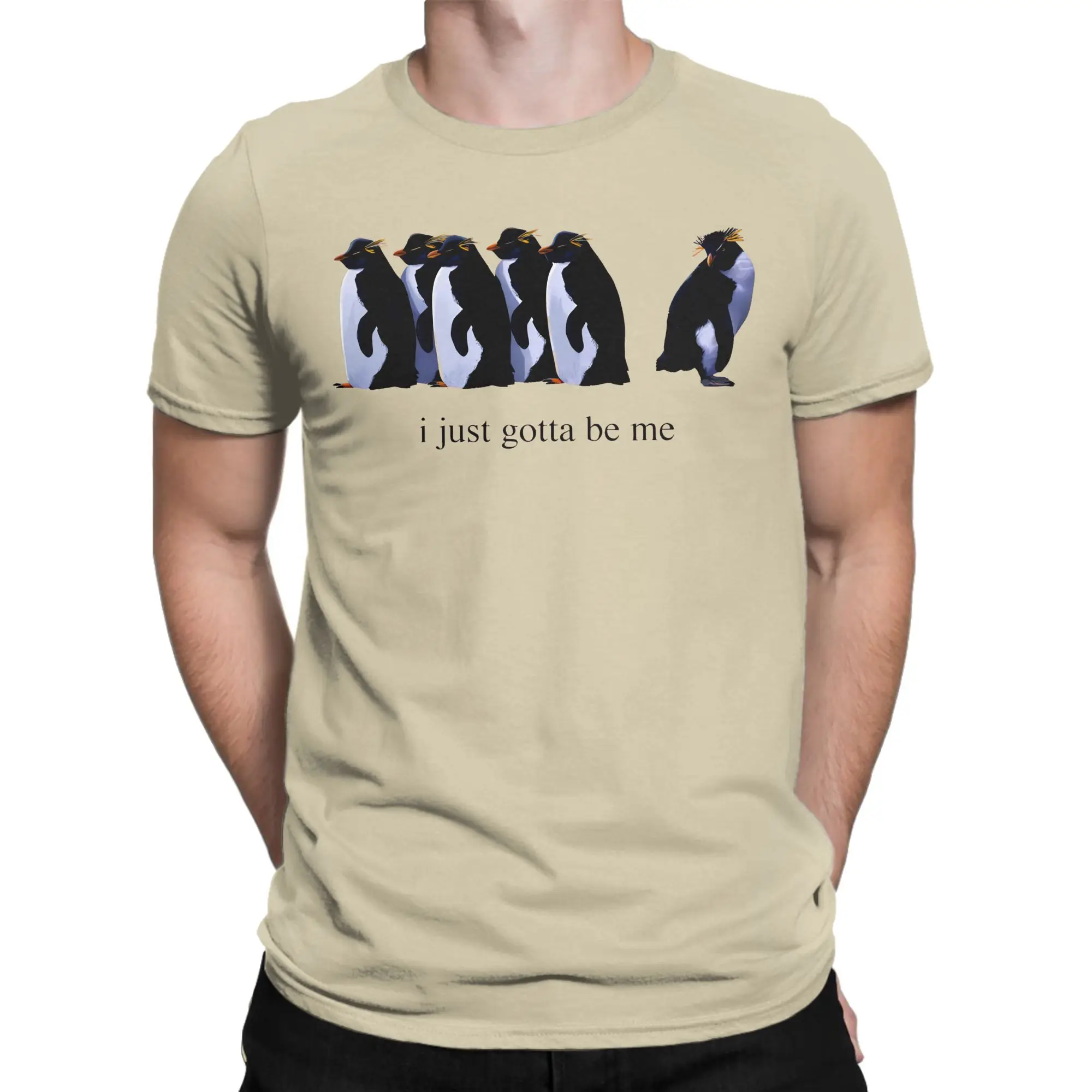 Men's I Just Gotta Be Me Nihilist Penguin  T Shirts  Cotton Clothes Vintage Short Sleeve Round Neck Tee Shirt Original T-Shirt