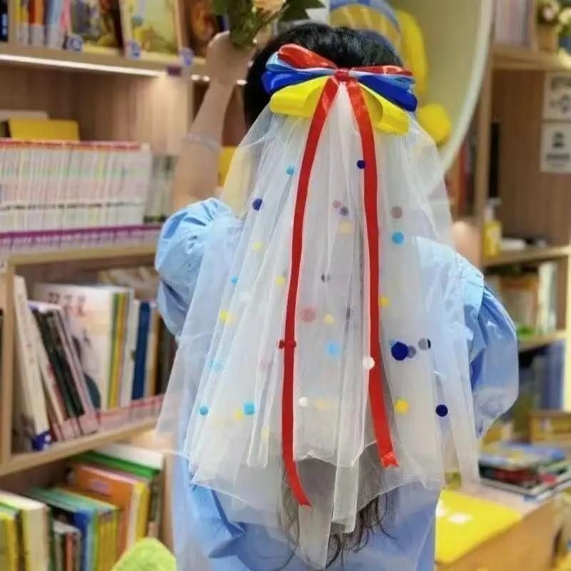 Twisty Stick Dopamine-Coloured Wedding Veil DIY Kit with Bow – for Children’s Weddings, Brides and Proposals