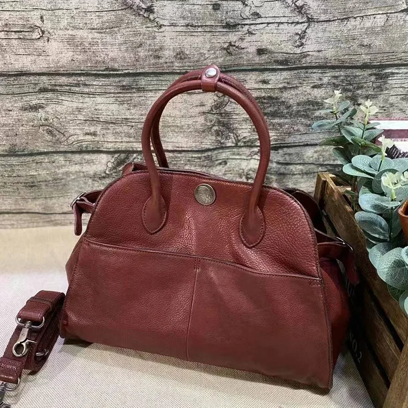 

fashion vintage luxury First layer cowhide women's large capacity handbag travel designer soft genuine leather big tote bag