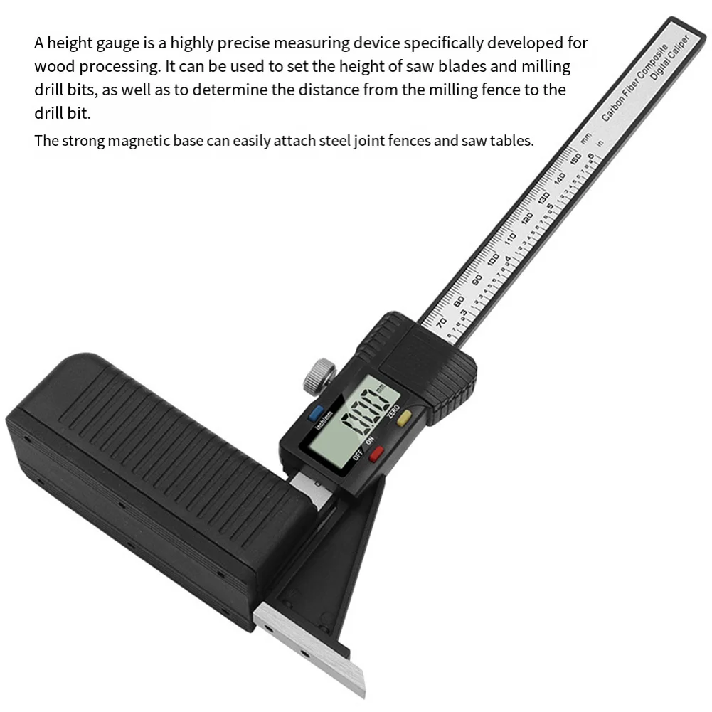 For Woodworking Digital Height Gauge with Magnetic Base for Stable Accurate Measurement Portable and Easy to Use