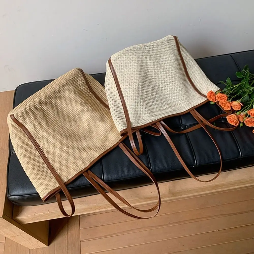 

Повседневная богемная соломенная сумка, сумка с напуском, тканая большая сумка, большая вместительная сумка для хранения, пляжная сумка на плечо для студентов