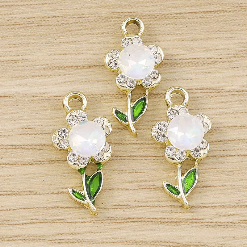 Tusember 10 Stück 14*18mm Niedliche Exquisite Kristallblumen-Anhänger für Schmuckherstellung DIY Tropfenohrringe Halskette Basteln – Detail 14
