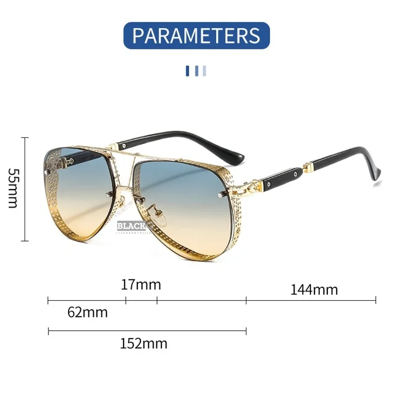 Oval Sunglasses Men Women Luxury Trend Brand Designer Metal Alloy Frame Gradients Lens Conspicuous Pilot Gafas De Sol Hombre