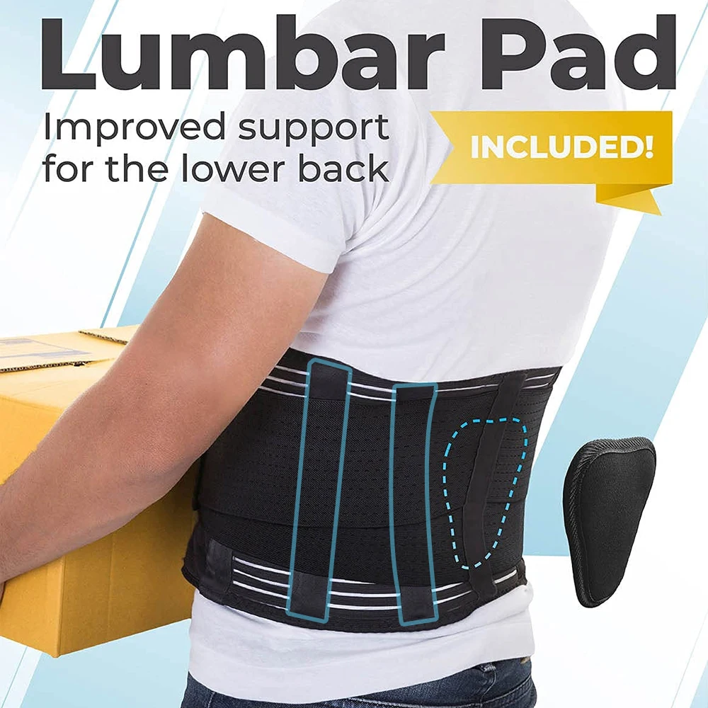 Back Support Belt for Back Pain, Sciatica Herniated Disc - Breathable Brace with Lumbar Pad - for Home Lifting At Work Men Women