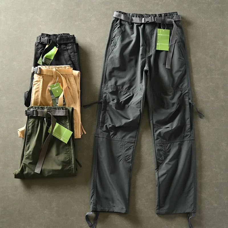 Pantalon cargo pour homme, séchage rapide, multi-poches, randonnée, voyage, printemps-été, résistant à l'eau, coupe droite ample