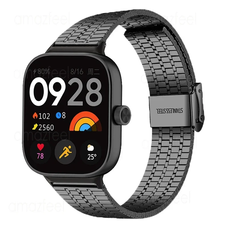 Pulseira de metal para redmi watch 4, pulseira de aço inoxidável para xiaomi mi band 9 pro, pulseira para xiaomi band 8pro