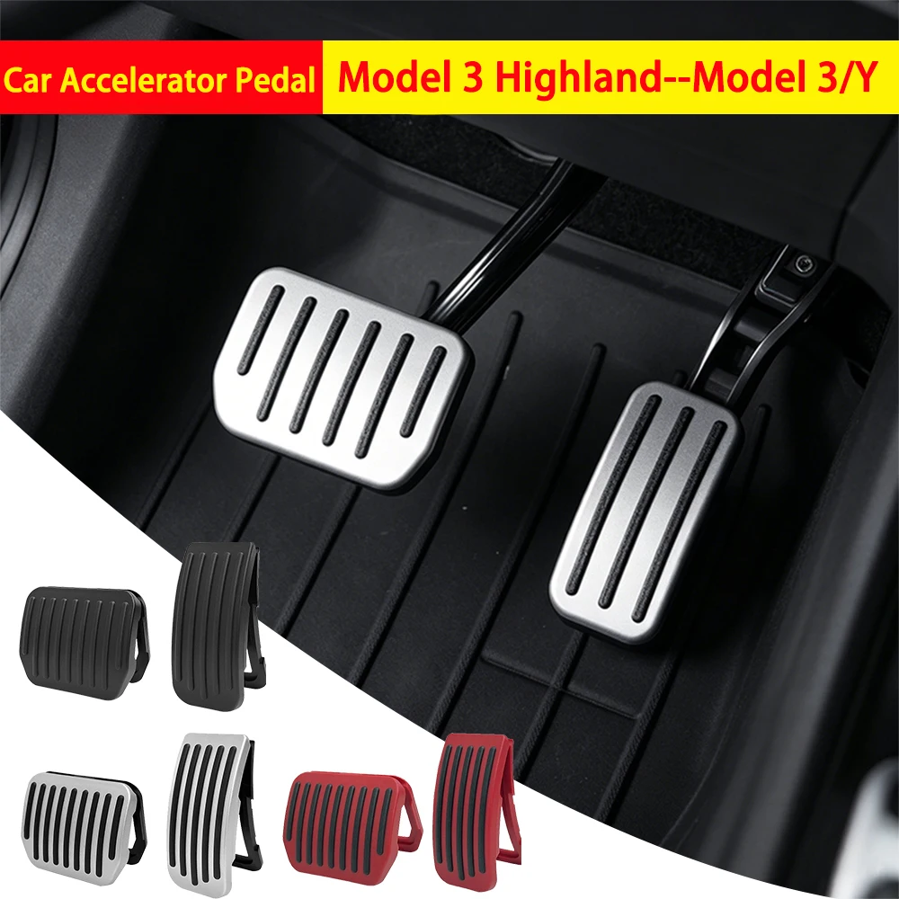 For Tesla Model Y Juniper Model 3/Y 2024 Non-slip Performance Aluminum Accelerator Brake Rest Foot Pedal Pads Mats Accessories