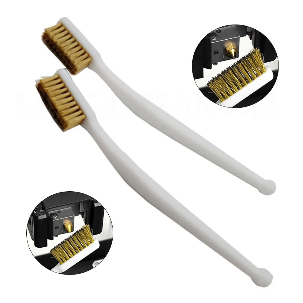 

Set Wire Brush Tool 2pcs Copper Light Scrubbing Plastic Handle Toothbrush Wire Brush Cleaner High Quality Practical