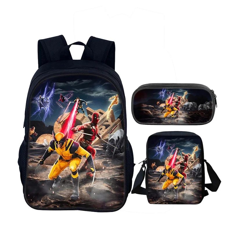 مجموعة مكونة من 4 قطع من حقيبة ظهر مدرسية للأطفال من D-Deadpools مع حقائب غداء وأكياس أقلام رصاص وحقائب مدرسية للأولاد والبنات أفضل هدية